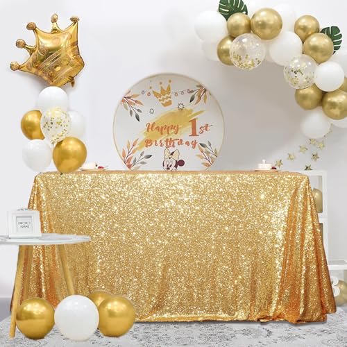 Sequin Tablecloth 60x120 Inch Gold for Wedding Party