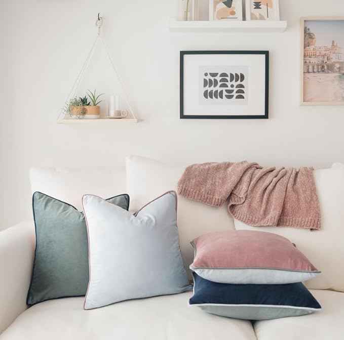 MONDAY MOOSE Decorative Throw Pillow Covers Cushion Cases, Set of 4 Soft Velvet Modern Double-Sided Designs, Mix and Match for Home Decor, Pillow Inserts Not Included (22x22 inch, Pink/Blue)