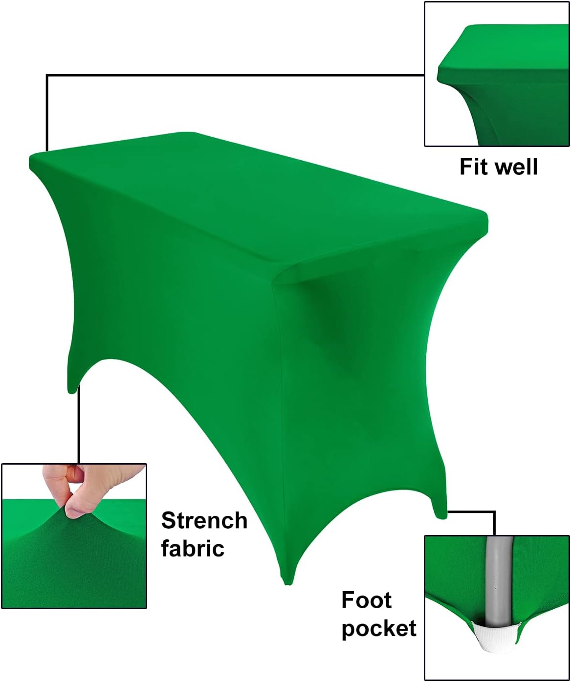 Spandex 4ft Waterproof Table Cover for Party,Wedding, Banquet, and Events(Emerald)