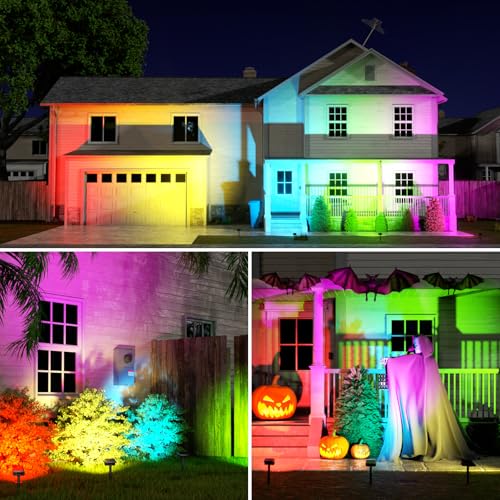 Color Changing Solar Spot Lights Outdoor 10 Pack (10 Count)