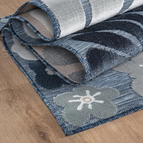 Outdoor Rug 5x7 Modern Floral Tropical Area Rugs for Outdoor and Indoor Patio Easy to Clean Non Shedding Living Room Porch Garden Washable Outside Carpet (35 Sq Ft)