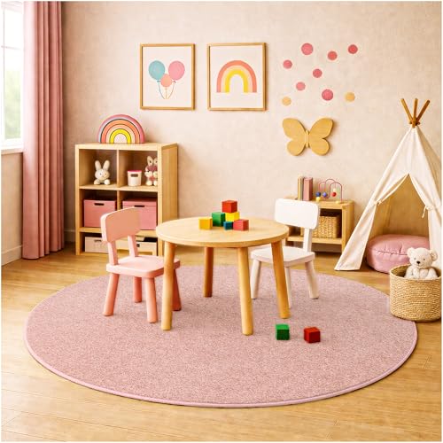 Soft & Colorful 9' Round Kids Classroom Area Rug