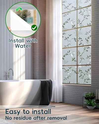 Frosted Glass Window Film with Elegant Flower Design