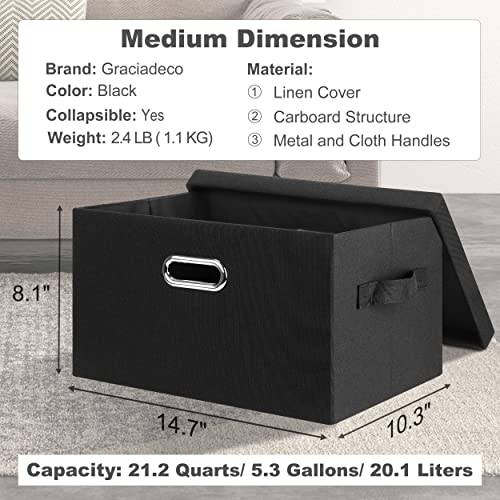 Medium 15" 21 Quart Collapsible Stackable Storage Bins with Lids