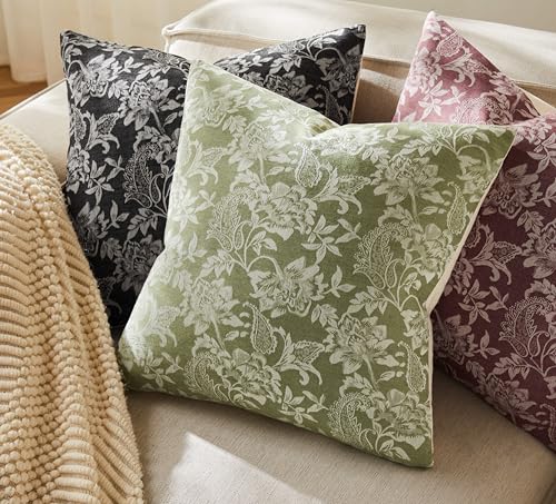 Floral Jacquard Throw Pillow Covers Set of 2 (2 Count)