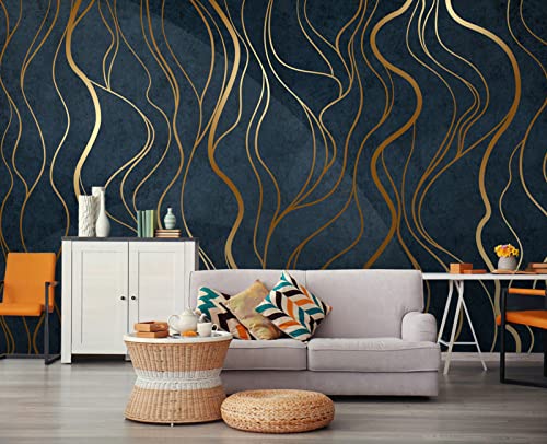 Simple Golden Lines wall Mural Wallpaper for Bedroom 103" x 69" (49 Sq Ft)