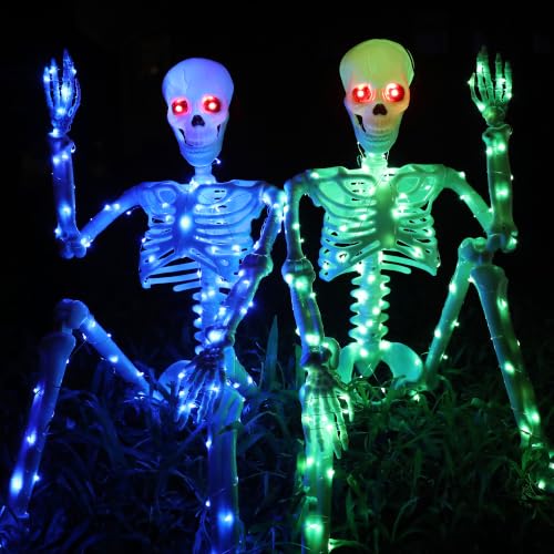 Halloween Decorations Outdoor Skeletons Set (Blue + Green)