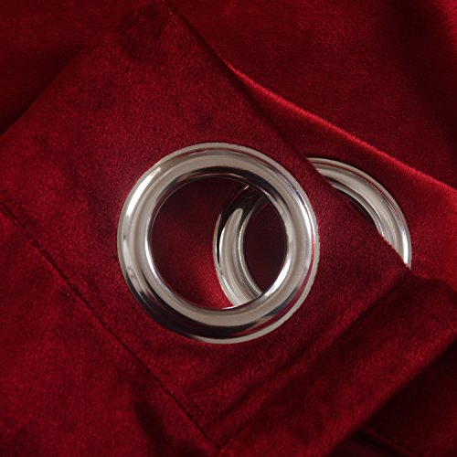 Set of 2 Classic Blackout Velvet Curtains Panels Home Theater Grommet Drapes Eyelet 52Wx63L (2 Count)