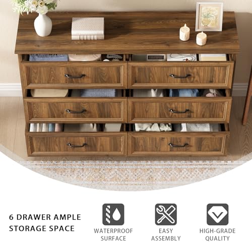Farmhouse 6 Drawer Dresser for Bedroom