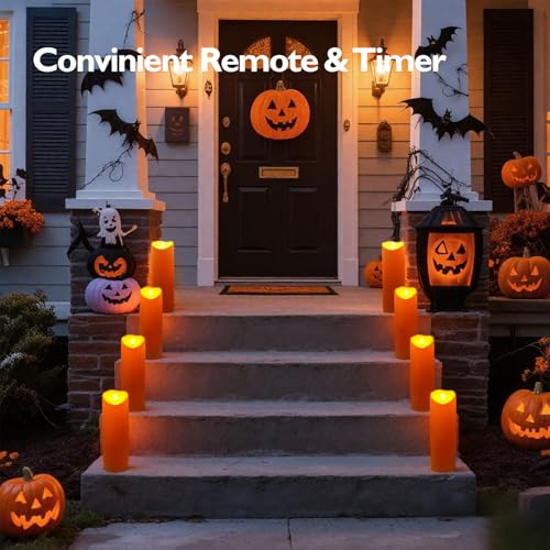 4"x12" Halloween Orange Flameless Candles (2 Count)