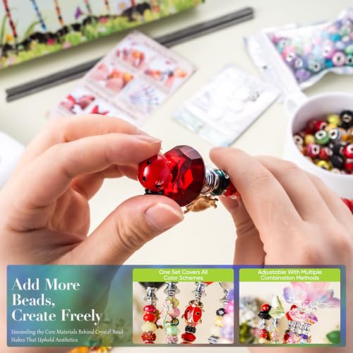 264Pcs Beaded Animal Garden Stakes Fairy Wand 12in Threaded Rods (264 Count)
