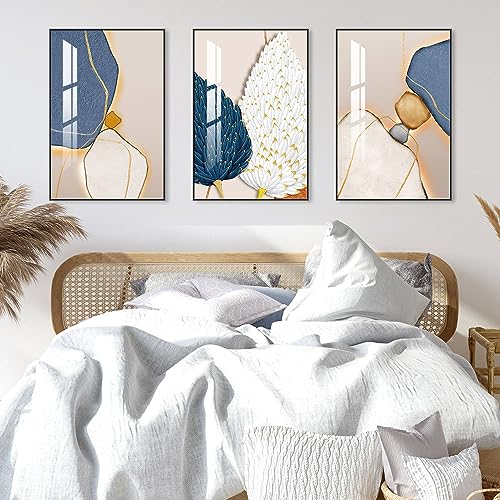 Wall Art Set of 3 Frames Canvas Wall art Decor Abstract Minimalism Natural Style Art Mural Posters & Prints (3 Count)