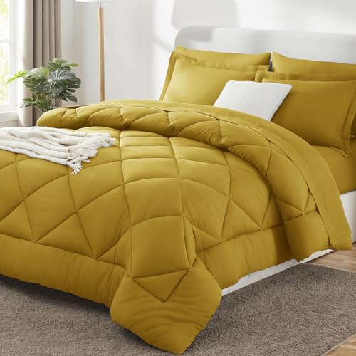 Queen Comforter Set Mustard Yellow