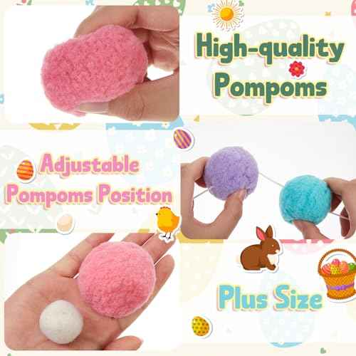 2 Pcs 2 Inch Large Pastel Pom Pom Garland Colorful Pastel Garlands Decor 13 ft Spring Felt Ball Banner for Home Classroom Mantle Decor Baby Shower Party Hanging Wall Decoration (2 Count)
