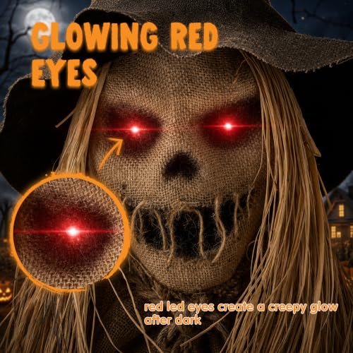49" Halloween Animatronic Sitting Scarecrow