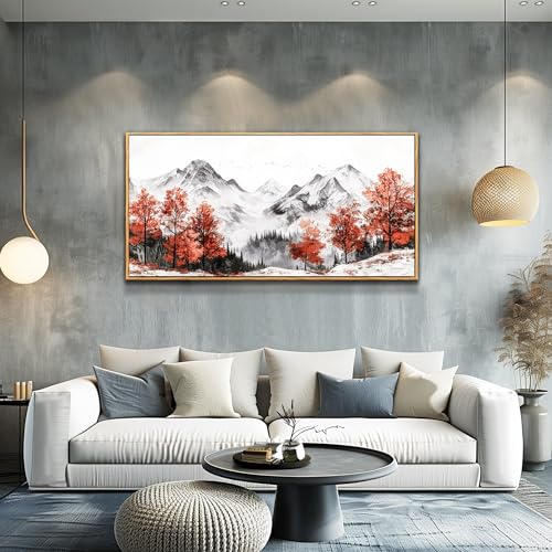 Large Canvas Wall Decor For Living Room Wall Art For Bedroom Office Murals Red Tree Ink