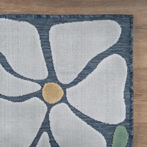 Outdoor Rug 10x14 Large Modern Floral Tropical Area Rugs for Outdoor and Indoor Patio Easy to Clean Non Shedding Living Room Porch Garden Washable Outside Carpet (140 Sq Ft)