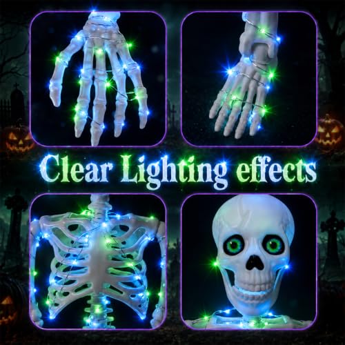 Blue and Green Light up Skeletons Halloween Decor (Blue&Green Light)