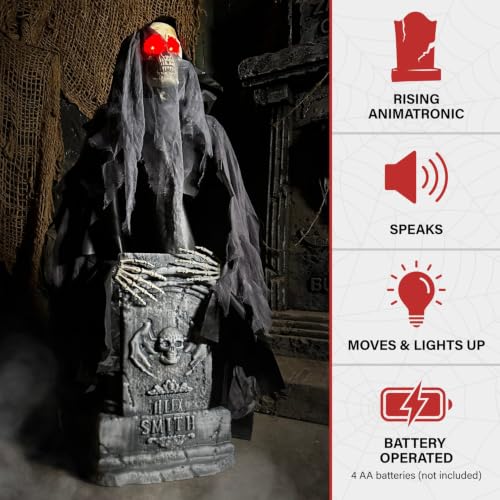 3.0 Ft. Rising Reaper with Tombstone Animatronic (3 ft Reaper with Tomb)