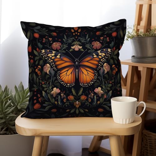 William Morris Abstract Vintage Floral Velvet Butterfly Design Throw Pillow Covers Home Decor