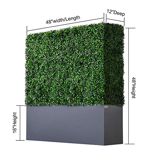 Upgraded Artificial Boxwood Hedge Wall with Gray Color Planter