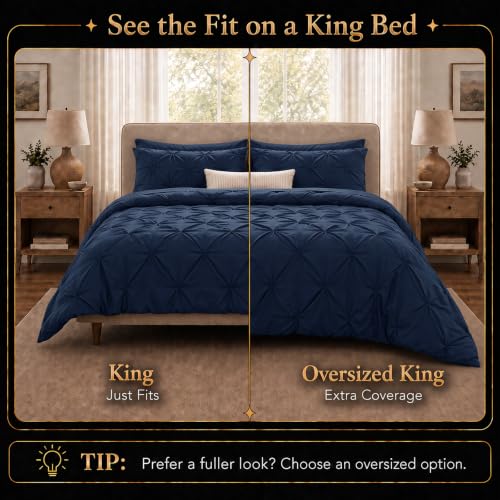 Oversized King Comforter Set Navy Blue