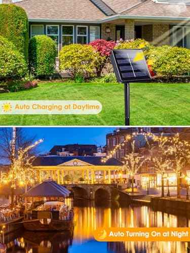 Solar Christmas Lights Outdoor 4 Pack 132FT 400LED String Lights Warm White (4 Count)