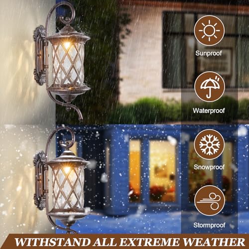 Oil Rubbed Bronze 24" Large Outdoor Coach Light Retro Exterior Waterproof Wall Lantern