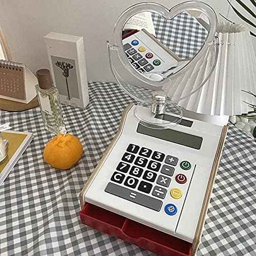 1Pc Acrylic Double Side Makeup Mirror Cute Heart Shaped Cosmetic Mirror, Transparent Base Home Bedroom Desktop Make Up Mirror (White)