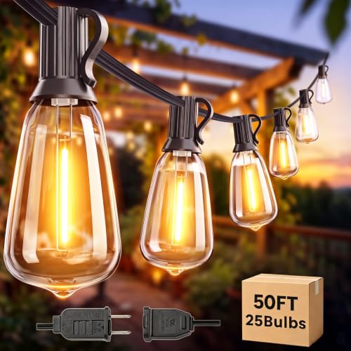 ST38 50FT LED Outdoor String Lights with 25+2 Spare Bulbs