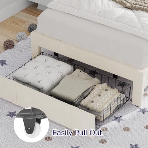Twin Bed Frame with Storage Drawer