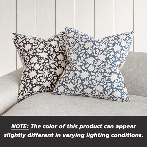 Set of 2 Decorative Neutral Floral Throw Pillow Covers Accent Farmhouse Cushion Covers Boho Vintage Pillowcase for Couch Sofa Bedroom Living Room Home Decor24×24 Inch (2 Count)