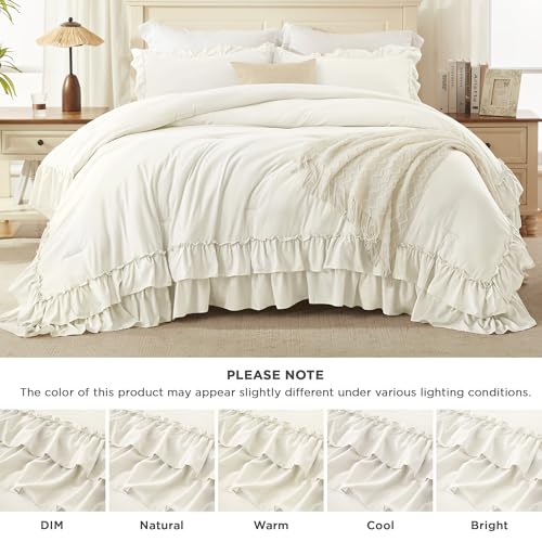 Ivory Ruffle Super King Comforter Set