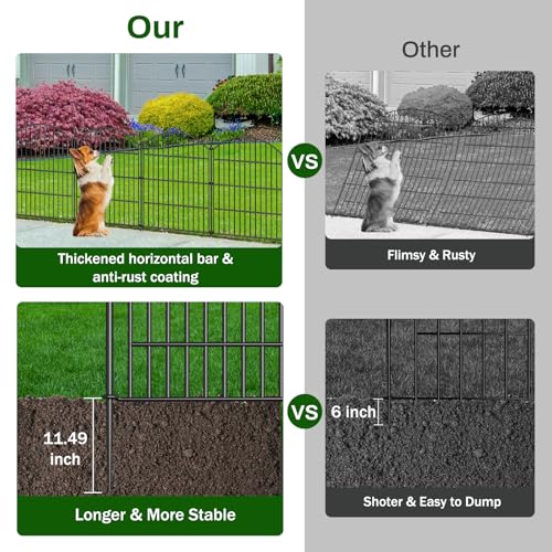 10 Panel No Dig Decorative Garden Fence with Gate 24" H x 20'L Dog Barrier (4.34 Sq Ft)