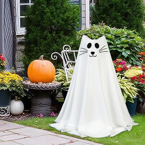 1 Packs Spooky Ghost Halloween Cat Decor Indoor for Birthday Party (1 Pack Ghost Cat)