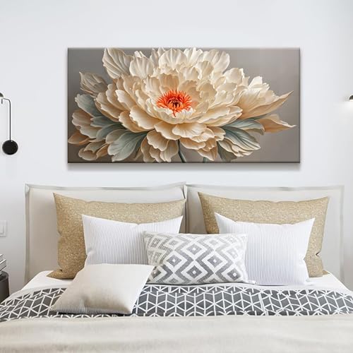 Canvas Art Wall Decor Small Size Modern Minimalist Home Wall Decor Flower Paintings Yellow Flower White Wall Art Prints Floral Art Pictures For Bedroom Kitchen Office Decoration 20" × 40"