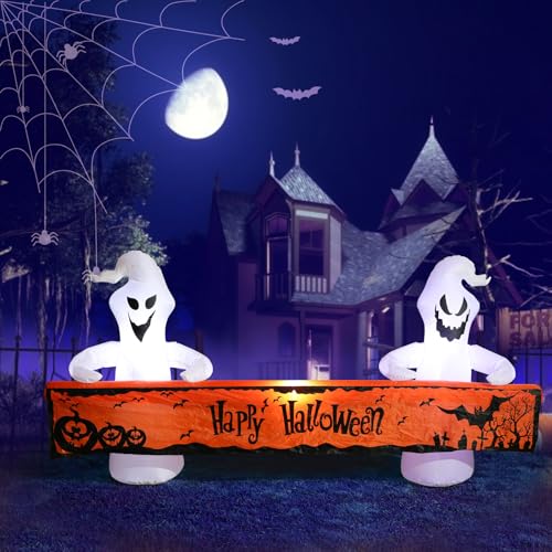 Halloween Outdoor Inflatable Ghost Yard Decor with Happy Halloween (8FT)