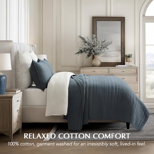 HOME 100% Cotton Modern Lines Quilt Set Queen Size