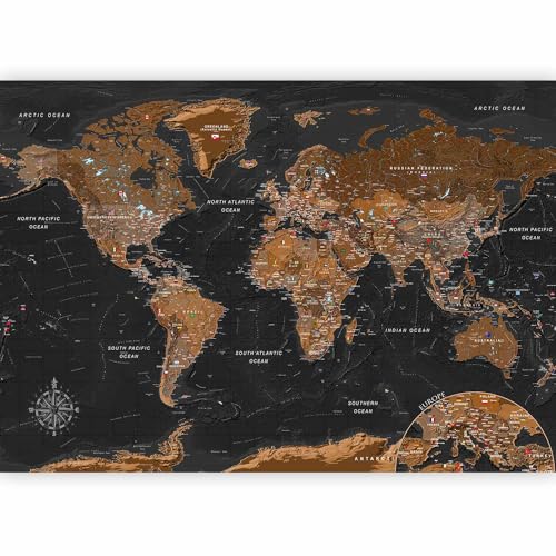 Wall Mural World Map 135x101 in (94.5 Sq Ft)