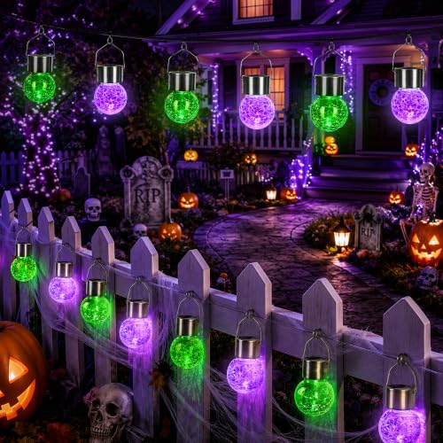 Halloween Solar Lights Outdoor Solar Hanging Lanterns Outside 12PC (12 Count)