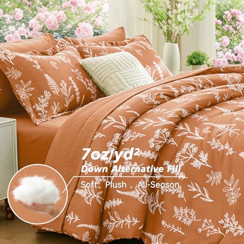 Burnt Orange Bed in a Bag Queen 7 Pieces