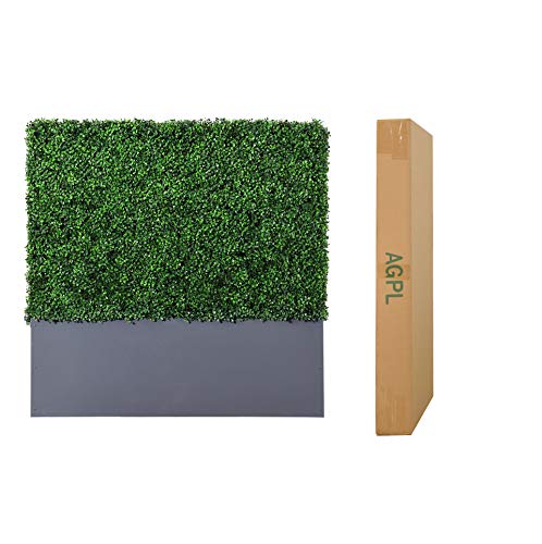 Upgraded Artificial Boxwood Hedge Wall with Gray Color Planter
