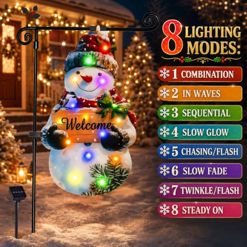 12x18 Lighted Christmas Snowman Garden Flag