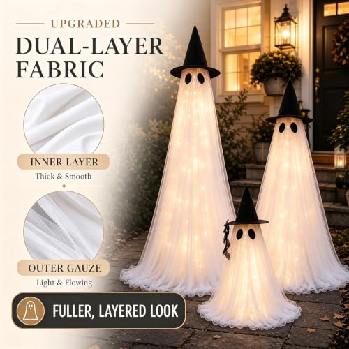 Halloween Decorations Outdoor (3 PCS Led Ghost 6+5+2.6FT)