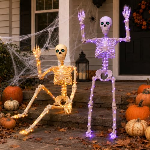 Purple & Orange Light Halloween Skeleton Decor (Orange Light & Purple Light)