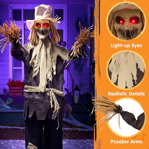 70" Halloween Animatronics Scarecrow Decoration Outdoor