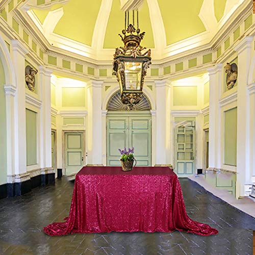 Sequin Tablecloth 60x102 Inch Hot Pink for Wedding Birthday Party