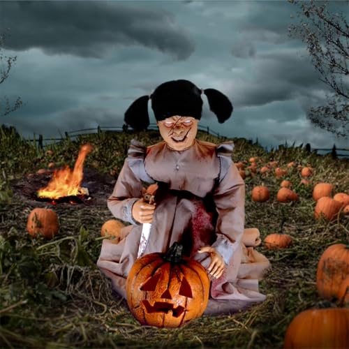 Lunging Pumpkin Carver Zombie Girl by Tekky (Lunging Pumpkin Carver)