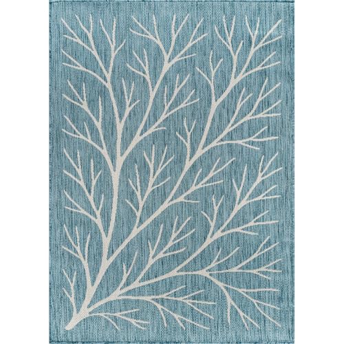 Washable Indoor Outdoor Rug 5x7 Modern Area Rugs Branch Pattern Non Shedding Waterproof Easy Clean Patio Deck Porch Living Room Bedroom Garden RV (35 Sq Ft)