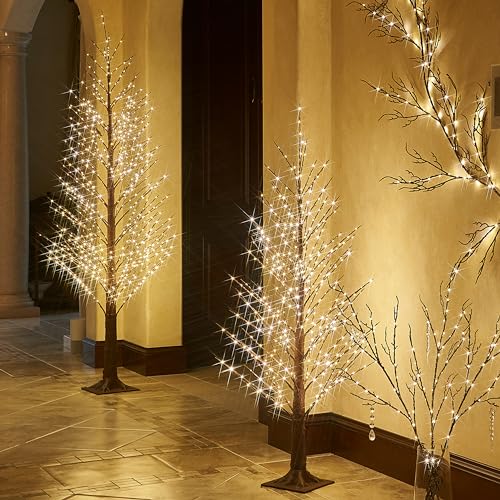 Lighted Alpine Tree Brown Willow 6FT 810 LED Fairy Lights